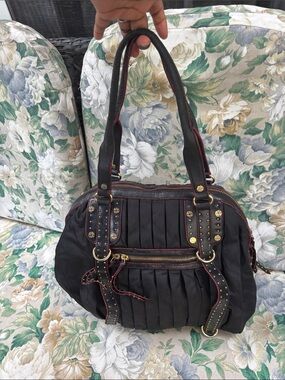 MZ Wallace Bedford GiGi Black Women's Shoulder Bag with Studded Trim